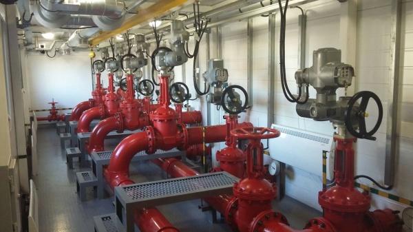 Technological block of the valve chamber of the foam fire extinguishing station